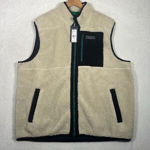 Vineyard‎ Vines Vest Sherpa Fleece Deep Pile Stone Full Zip NWT Men Size XXL